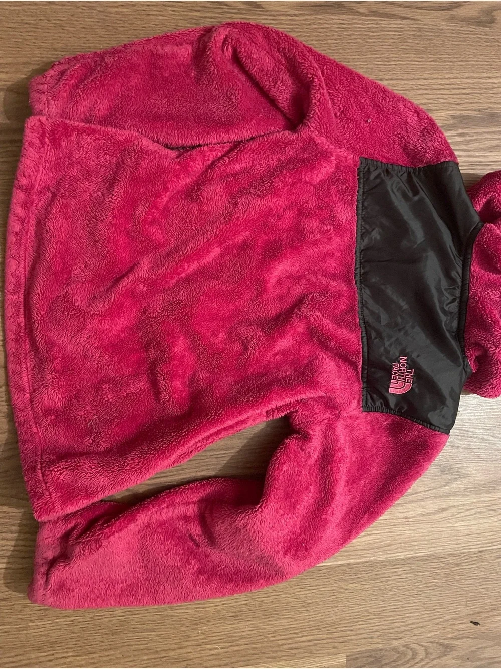 The North Face Girls' Hot Pink Hooded Fleece Jacket with Black Yoke